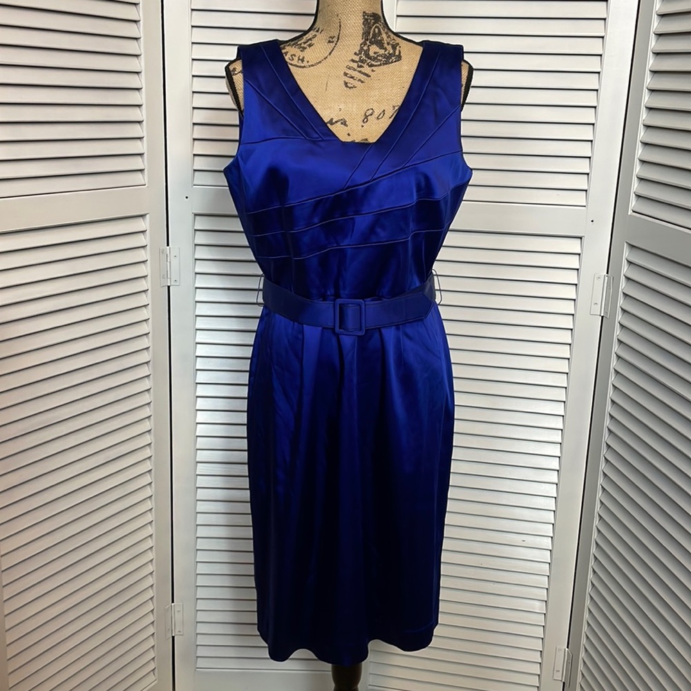 NWOT Tahari Royal Blue Satin Cocktail Dress - size 10